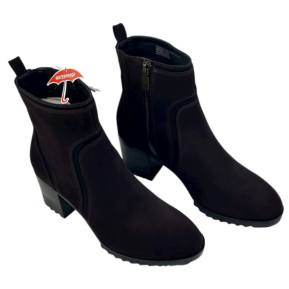 Blondo Raniah Dark Brown Suede Waterproof Ankle Boots Booties Size 9.5M New $180 - Picture 1 of 14